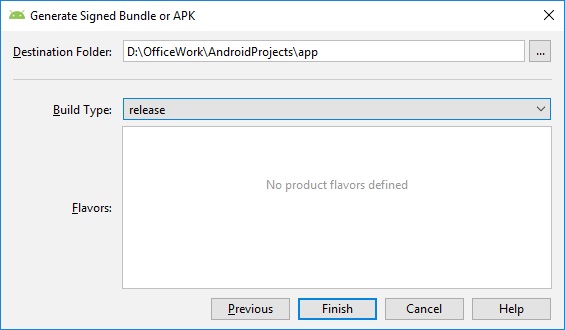 Figure 3 - Click Finish Button To Generate Files For Android App Deployment