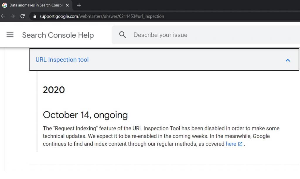 Search Console reasons Technical Updates as Google disables Request Indexing feature