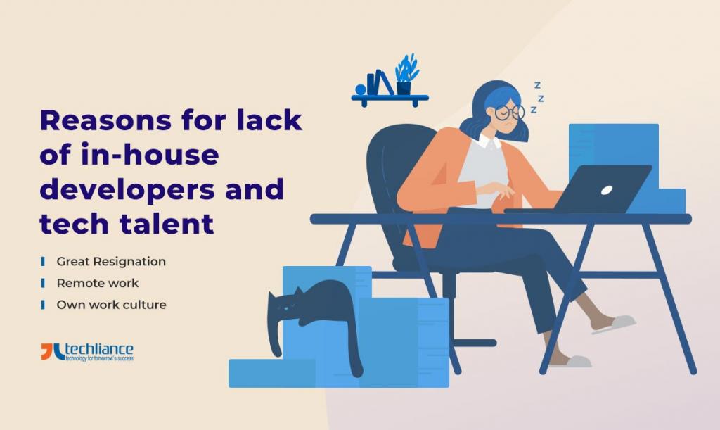 Reasons for lack of in-house developers and tech talent