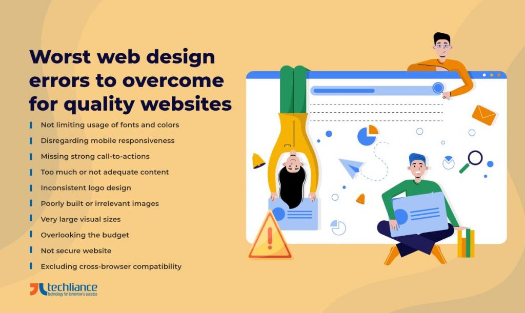 Worst web design errors to overcome for quality websites